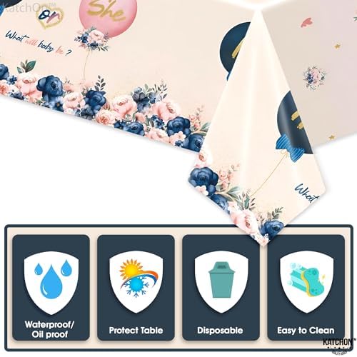 KatchOn Gender Reveal Table Cover - 108x54 Inch Pack of 3