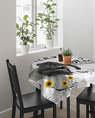 ZOE GARDEN Square Waterproof Tablecloth Grey Farmhouse