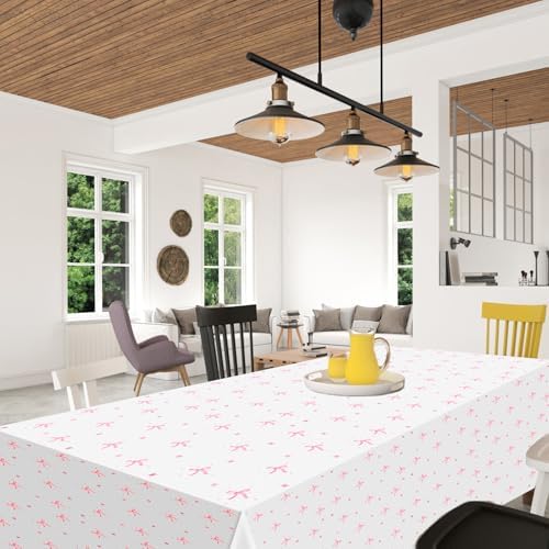 BOXOB 2pcs Coquette Pink Bow Tablecloth Wedding Baby Shower Decor