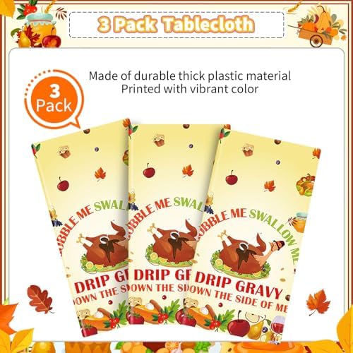 3Pcs Gobble Me Swallow Me Thanksgiving Tablecloths