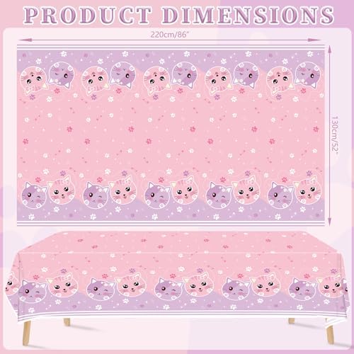 4 Pack Cat Themed Tablecloth for Birthday Parties