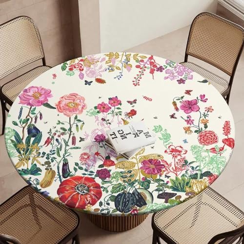 Outdoor Round Fitted Tablecloth with Elastic Edge 1