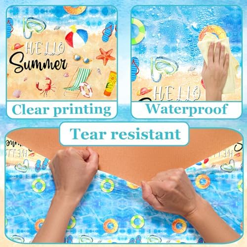 GREHUMOR 3pcs Hawaiian Summer Tablecloths for Beach Parties