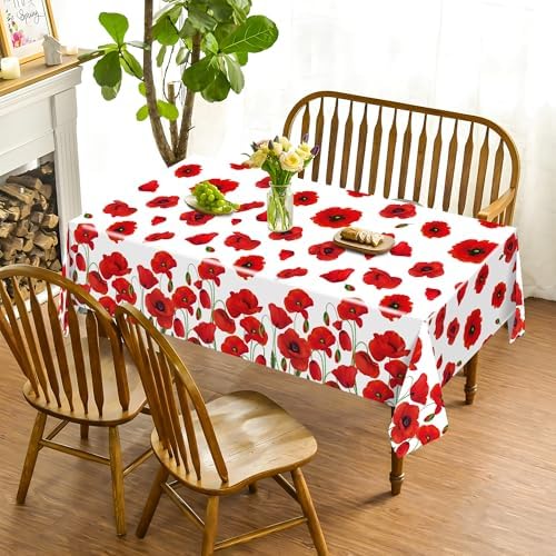 2-Pack Red Poppy Party Tablecloths 54x87 Inch