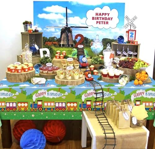 4 Pcs Train Theme Tablecloths for Birthday Parties