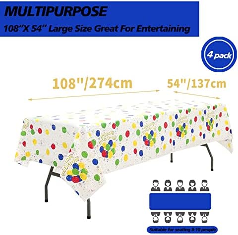 Rainbow Table Cloth 4 Pack for Birthday Party Decorations