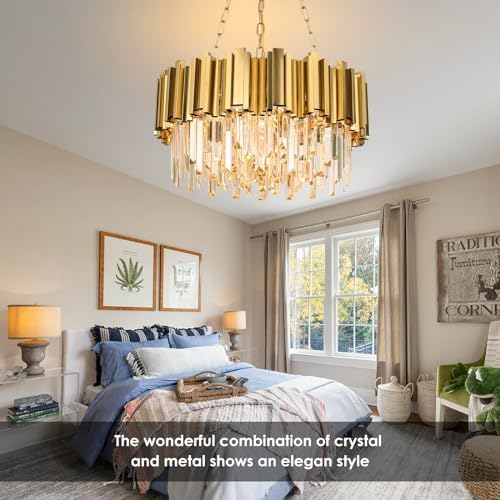 Modern Gold Crystal Chandelier with 9 Lights