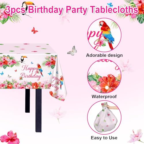 Avezano 3 Pcs Hawaiian Birthday Tablecloths