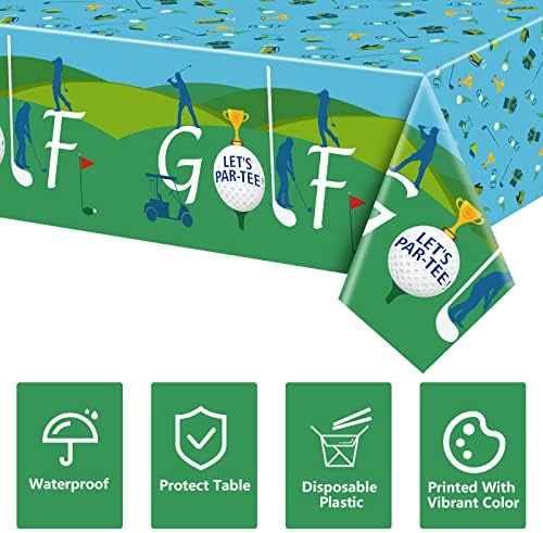 2 Pack Golf Themed Tablecloths 51x87 PE Plastic