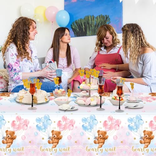 GREHUMOR 3 Pack Bear Baby Shower Tablecloths