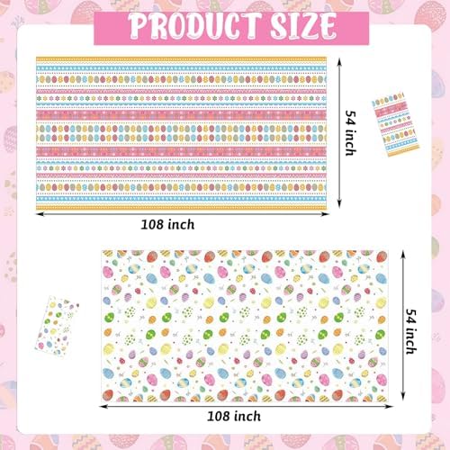 2 Pack Plastic Easter Tablecloth Decorations 54x108 Inch