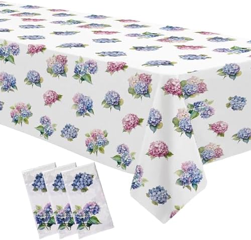 Hydrangea Party Tablecloth Set 3 Pack 54x108 Inches