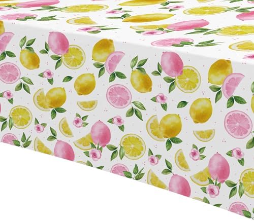 Pink Lemon Party Tablecloth 3 Pack Disposable 55x86in