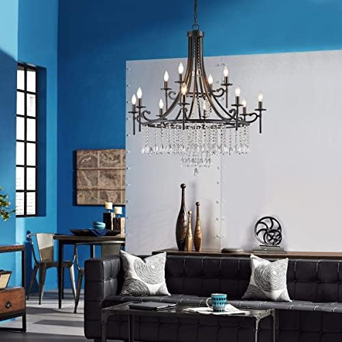 WUZUPS 12-Light Candle Chandelier Black