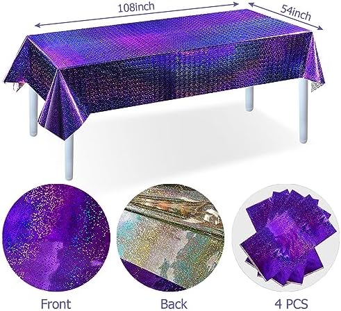 BOMSI Iridescent Laser Table Cover Purple 4PCS