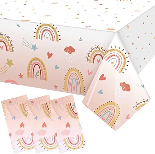 Tiamon 3 Pcs Boho Rainbow Tablecloths for Summer Parties