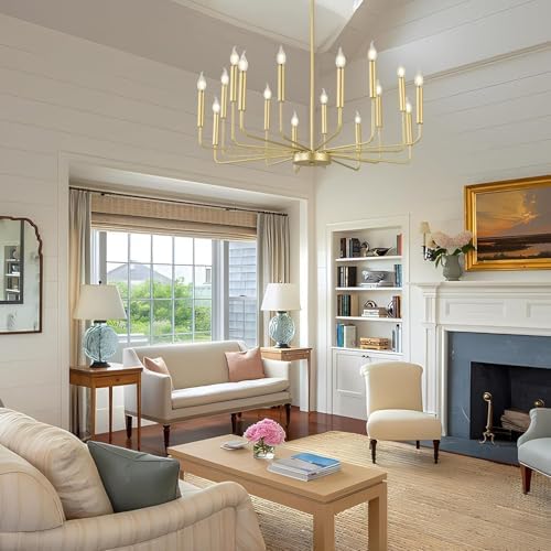 Modern Gold Farmhouse Chandelier with 16 Lights