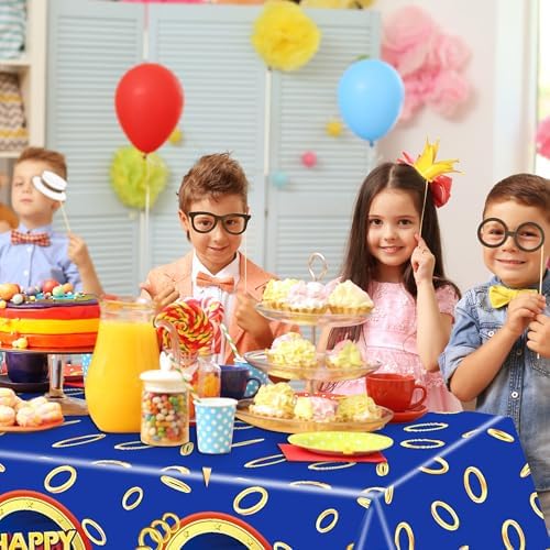 3 Pcs Blue Hedgehog Tablecloth Set - Waterproof Kids Party Decor