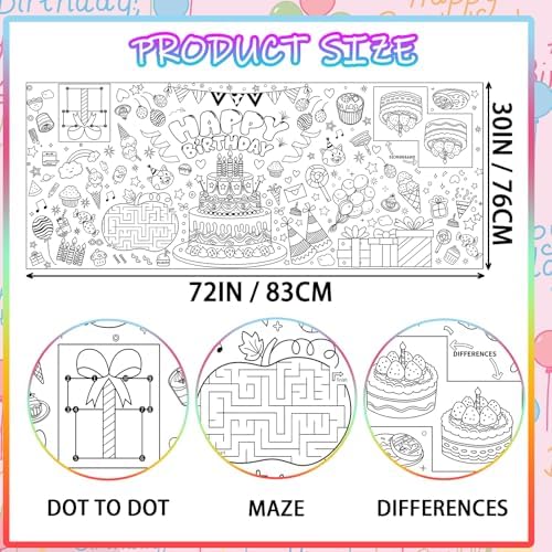 Birthday Party Giant Coloring Poster for Kids