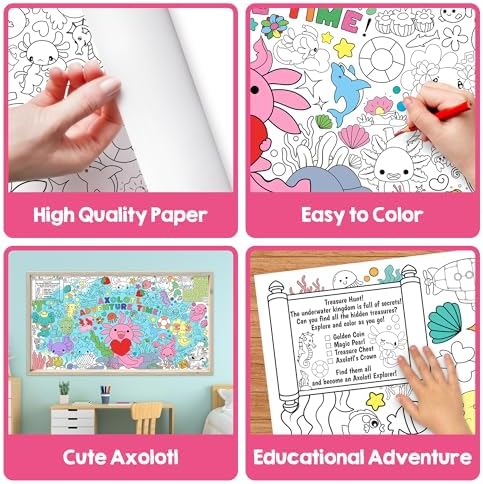 Selorin Axolotl Giant Coloring Poster Tablecloth