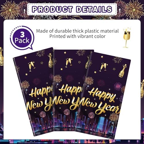3Pcs New Year Party Tablecloths 2025 Decorations