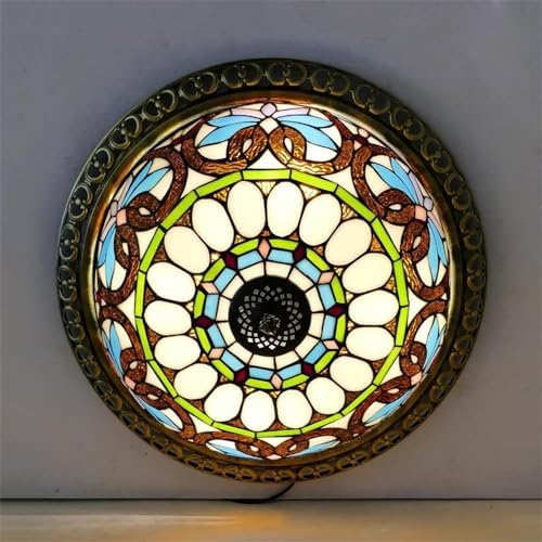 Baroque Stained Glass Ceiling Light 3 Lights Decorative Fixture