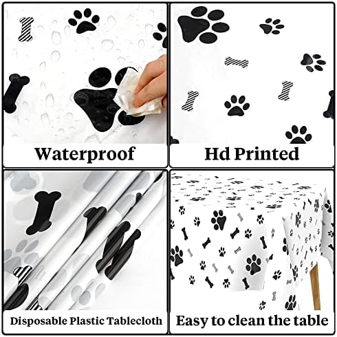 Puppy Paw Print Tablecloth for Kids Birthday Party