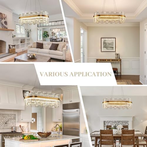 393 Inch Dimmable Gold LED Crystal Chandelier