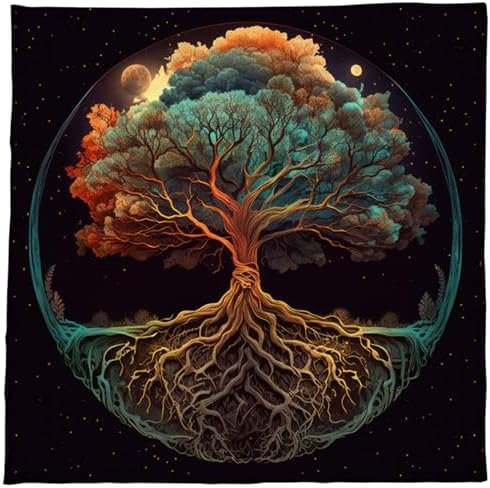 Spiritual Tablecloth with Trees of Life Design