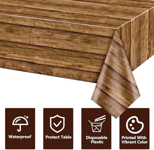 4Pcs Wood Tablecloth Brown Rustic Table Covers
