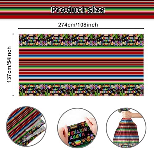 Mocsicka 3 Pcs Mexican Fiesta Tablecloth Decorations