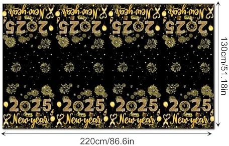 Lide Road Black Gold New Year Tablecloth 2Pcs 54x87In