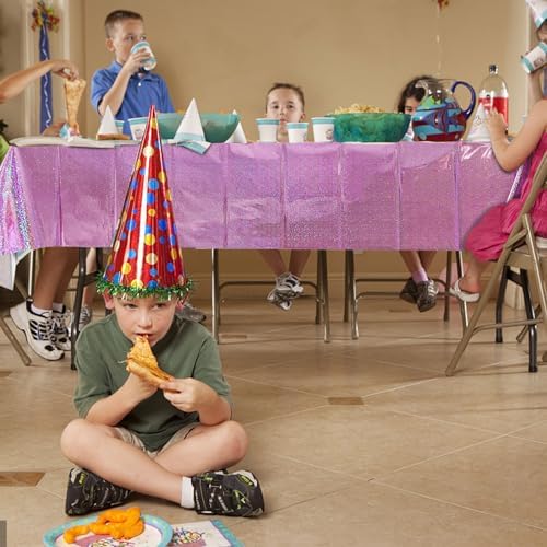 BOMSI Plastic Tablecloth 8ft Iridescent Laser Party Cover