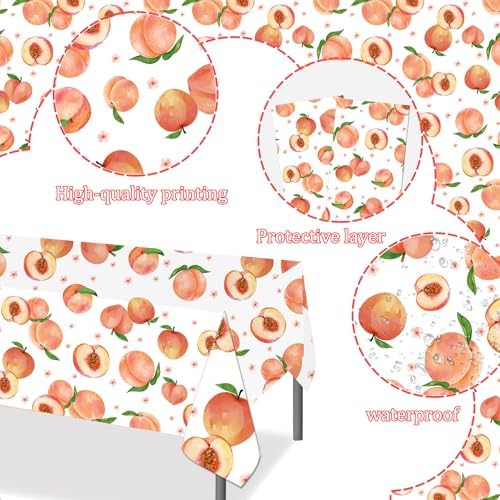 Umoni Peach Tablecloth Set 2pcs for Birthday Party Decorations