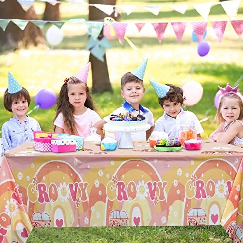 6 Pcs Groovy Retro Daisy Flower Tablecloths for Parties