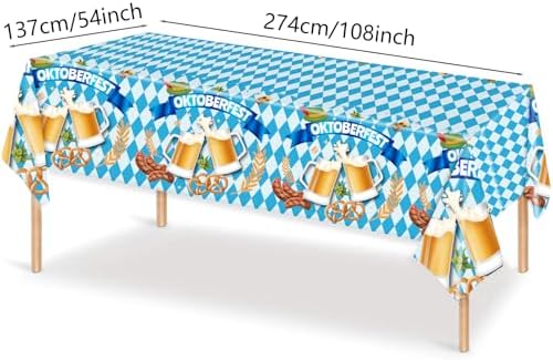 Oktoberfest Party Tablecloths Blue White Checkered Decor