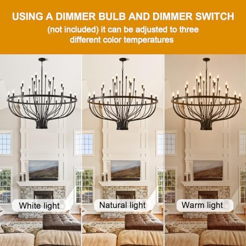 48 Inch Black Chandelier for Dining Room with 33 Lights