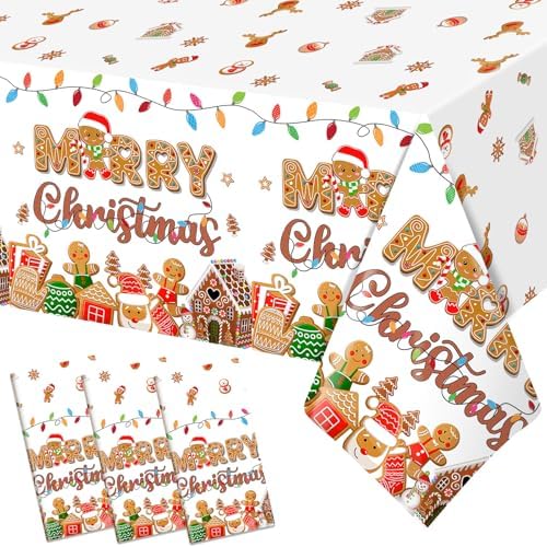 HigzYovn 3 Pcs Gingerbread Christmas Tablecloth