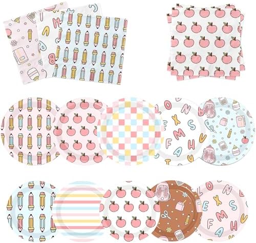 60Pcs Welcome Back to School Party Plates and Napkins