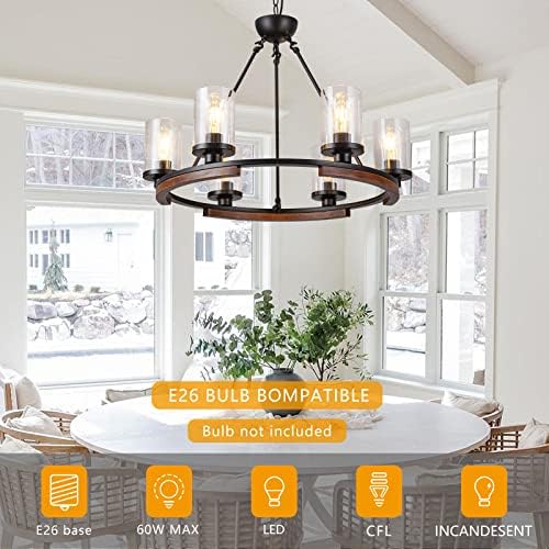 28-Inch Wagon Wheel Chandelier 6-Light Farmhouse Style