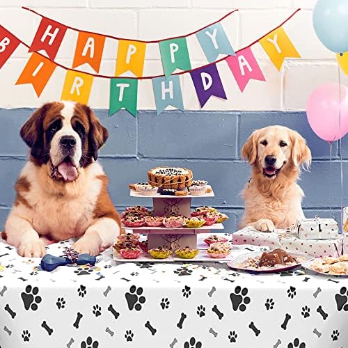 Puppy Paw Print Tablecloth for Kids Birthday Party