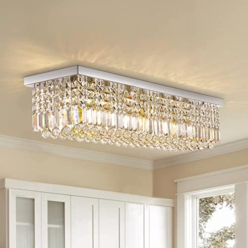 Siljoy Modern Crystal Chandelier 8-Light Flush Mount