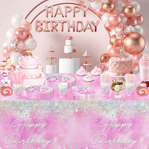 Pink Glitter Diamond Tablecloth Set 3 Pack