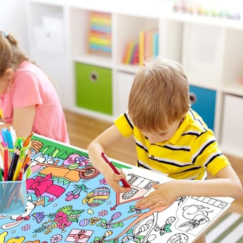 ZAKVOOR Giant Coloring Tablecloth 30x72 Inches Easter Rabbits