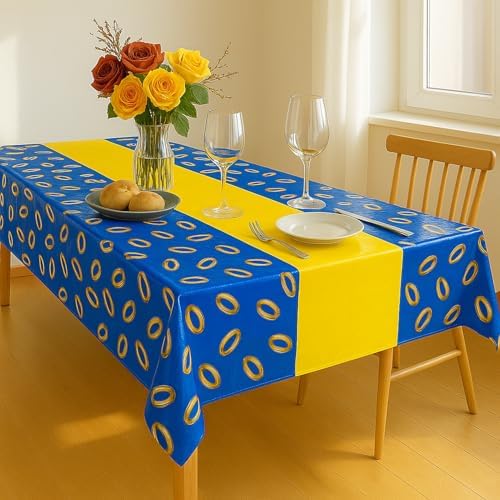 4Pcs 2in1 Gold Ring Tablecloth for Birthday Parties