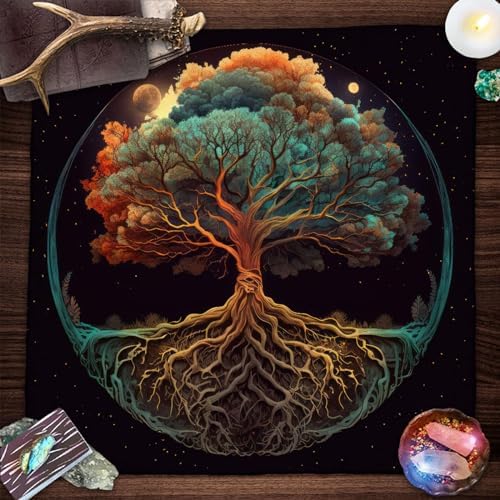 Spiritual Tablecloth with Trees of Life Design