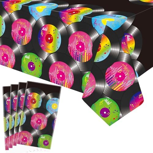 4 Pack 1950s Record Themed Tablecloths