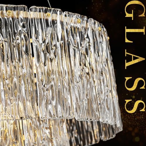 24 Inch Modern Gold Crystal Chandelier 8 Light Elegant Luxury 2 Tier