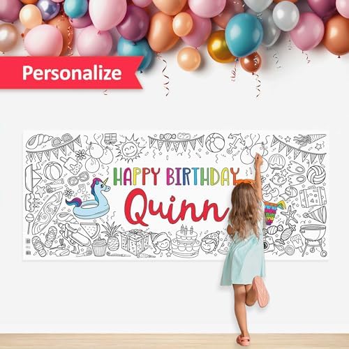 Summer Happy Birthday Coloring Tablecloth for Kids