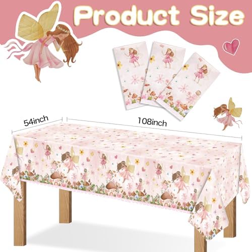 3 PCS Construction Tablecloth 108x54 Inch Pink